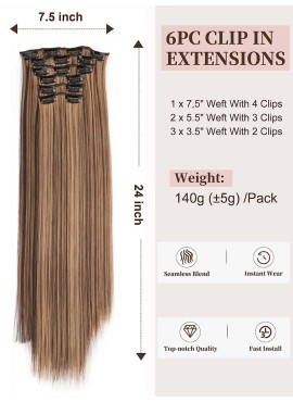 Clip in Hair Extensions, Hair Extensions Thick Long Lace Weft Lightweight Synthe