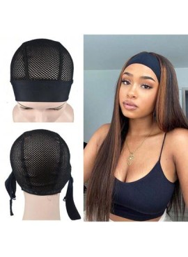 Headband Wig Cap With Wig Holder Band Black Wig Caps For Making Wigs Spandex Dom