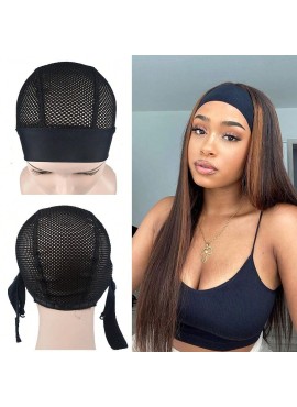 Headband Wig Cap With Wig Holder Band Black Wig Caps For Making Wigs Spandex Dom
