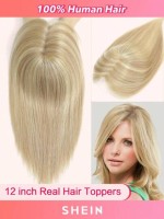 Hair Toppers for Women 100% Real Human Hair Toppers 12 Inch Hair Extensions Clip