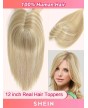 Hair Toppers for Women 100% Real Human Hair Toppers 12 Inch Hair Extensions Clip