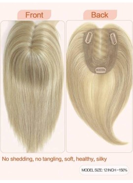 Hair Toppers for Women 100% Real Human Hair Toppers 12 Inch Hair Extensions Clip