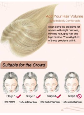 Hair Toppers for Women 100% Real Human Hair Toppers 12 Inch Hair Extensions Clip