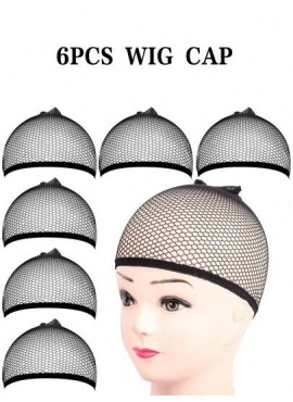 6PCS Wig Cap, 6PCS Black Mesh Wig Cap Net, Closed End Hair Mesh Net, Liner Weavi