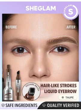 SHEGLAM Brow-Fection Angled Brush & Dip-Taupe Hair-Like Strokes Liquid Eyebrow G