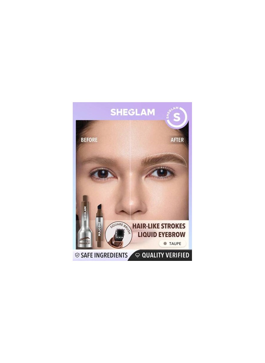 SHEGLAM Brow-Fection Angled Brush & Dip-Taupe Hair-Like Strokes Liquid Eyebrow G