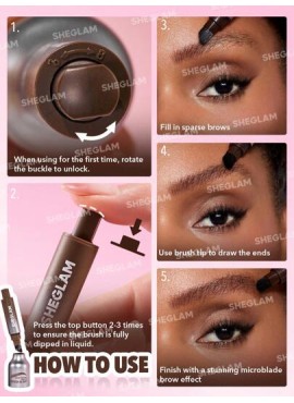 SHEGLAM Brow-Fection Angled Brush & Dip-Taupe Hair-Like Strokes Liquid Eyebrow G